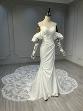 Ostty Satin Mermaid Wedding Dress with Illusion Long Sleeves OST-SL026-25 (Wholesale)